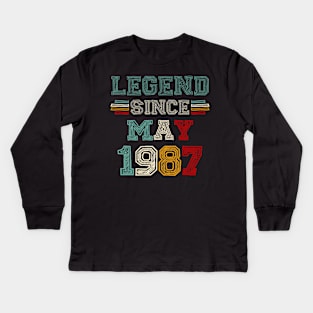 36 Years Old Legend Since May 1987 36th Birthday Kids Long Sleeve T-Shirt